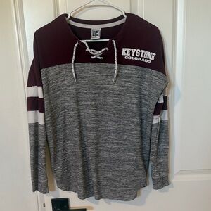 Keystone Colorado Lace-Up Maroon & Gray Pullover